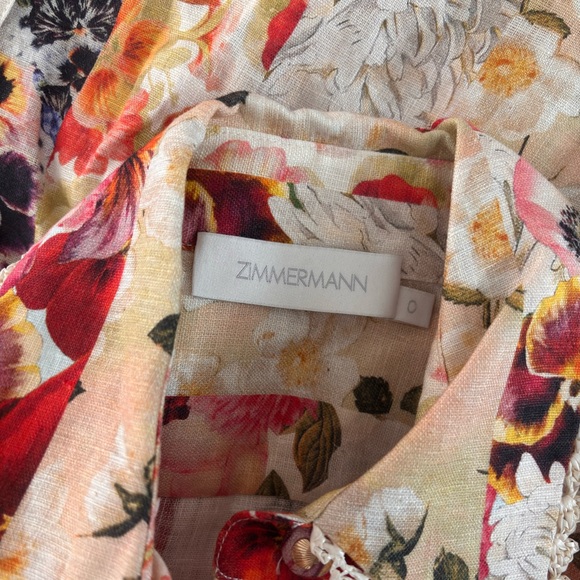 NWOT Zimmermann Wonderland Floral-print Linen Shirt Dress - Picture 8 of 10
